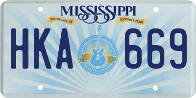 MS license plate HKA669