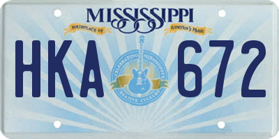 MS license plate HKA672