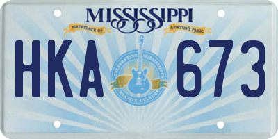 MS license plate HKA673