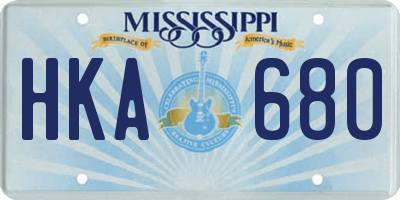 MS license plate HKA680