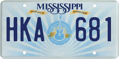 MS license plate HKA681