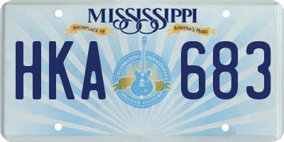 MS license plate HKA683
