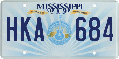 MS license plate HKA684