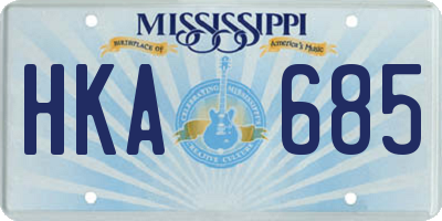 MS license plate HKA685