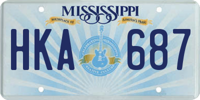 MS license plate HKA687