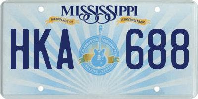 MS license plate HKA688