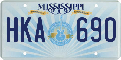 MS license plate HKA690
