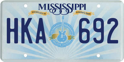 MS license plate HKA692