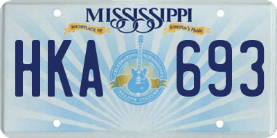 MS license plate HKA693