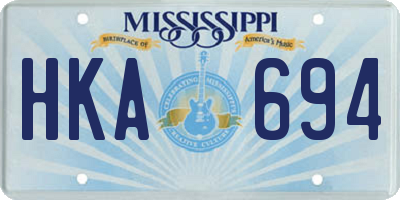 MS license plate HKA694