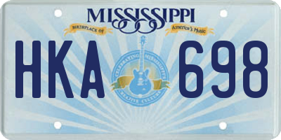 MS license plate HKA698