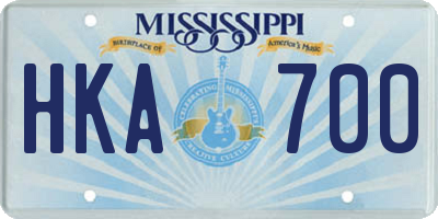 MS license plate HKA700