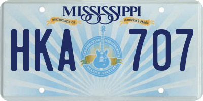MS license plate HKA707