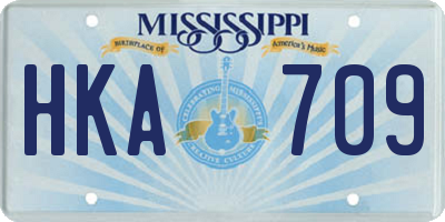 MS license plate HKA709