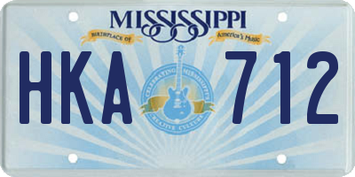 MS license plate HKA712