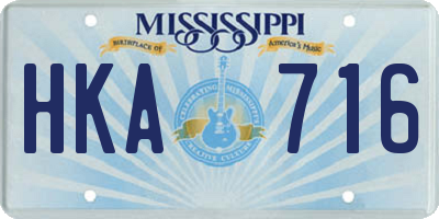 MS license plate HKA716