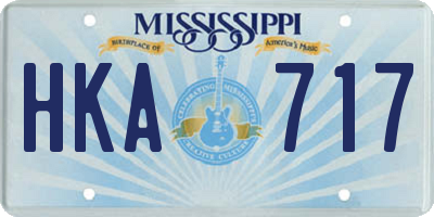 MS license plate HKA717