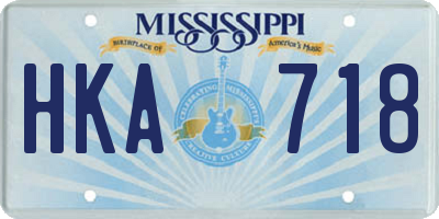 MS license plate HKA718