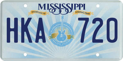 MS license plate HKA720