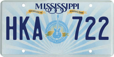 MS license plate HKA722