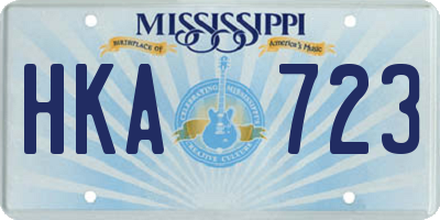 MS license plate HKA723