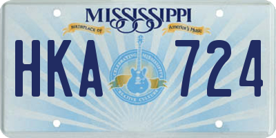 MS license plate HKA724