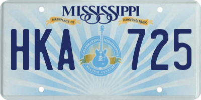 MS license plate HKA725