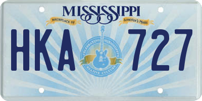 MS license plate HKA727