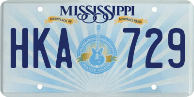 MS license plate HKA729
