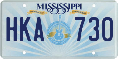 MS license plate HKA730