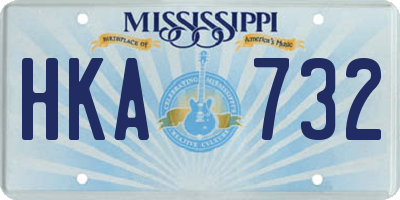 MS license plate HKA732