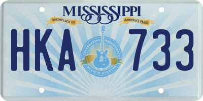 MS license plate HKA733