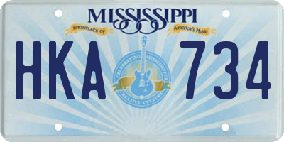 MS license plate HKA734