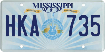 MS license plate HKA735