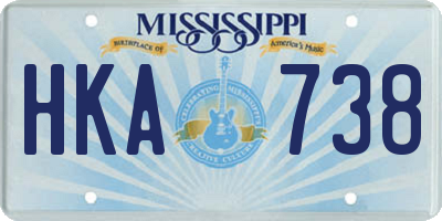 MS license plate HKA738
