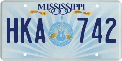 MS license plate HKA742