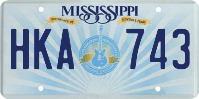 MS license plate HKA743