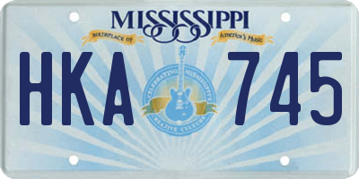 MS license plate HKA745