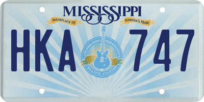 MS license plate HKA747
