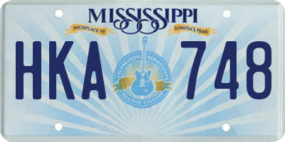 MS license plate HKA748