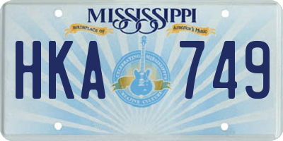 MS license plate HKA749
