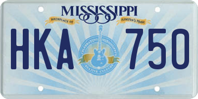 MS license plate HKA750