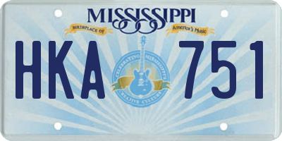 MS license plate HKA751