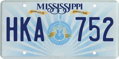 MS license plate HKA752