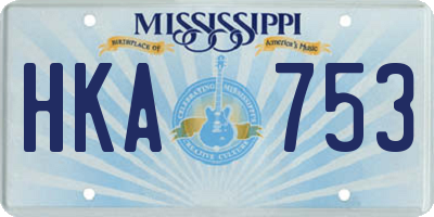 MS license plate HKA753
