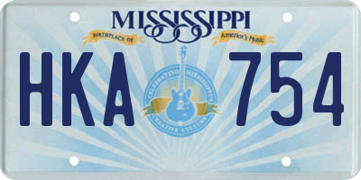 MS license plate HKA754