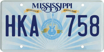 MS license plate HKA758
