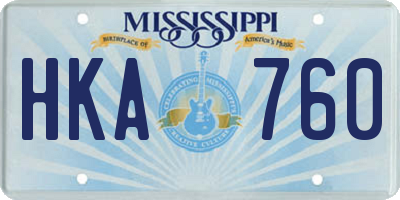 MS license plate HKA760