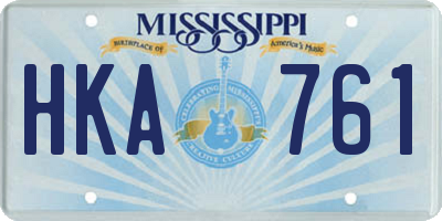 MS license plate HKA761
