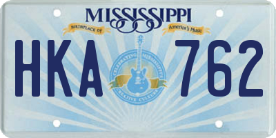 MS license plate HKA762